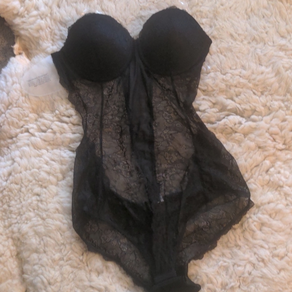 Backless sticky bra bodysuit